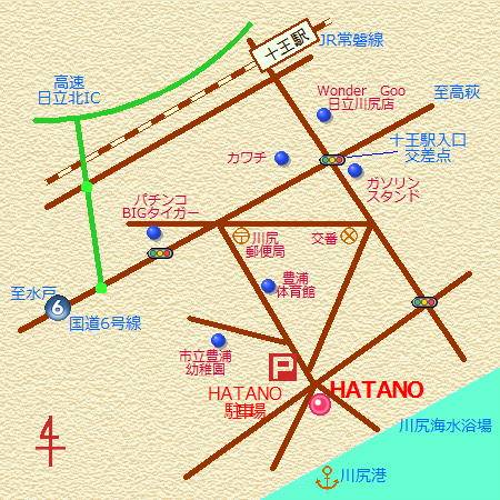 茨城県日立市の美容室・理容室「HATANO」アクセスマップ